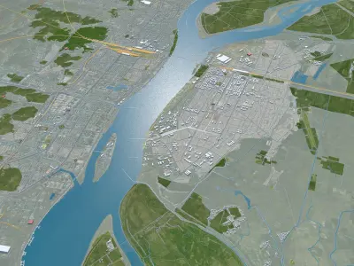 Dandong Liaoning China 35km Free low-poly 3D model