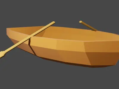 Low Poly Rowboat wooden boat Free low-poly 3D model