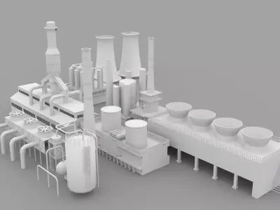 Low-Poly Industrial Plant 3D model