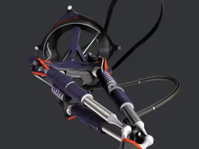 Trimaniple robotic arm animated 3D model