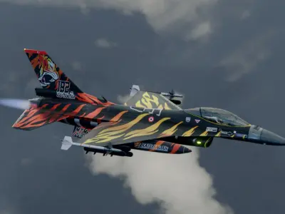 F16C Turkey Squad 192 Tigers  Low-poly 3D model