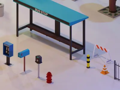 Low Poly City Assets - Low poly game assets - game props Low-poly 3D model