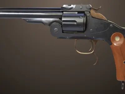 Revolver 02 Generic Black All PBR Unity UE Textures Low-poly 3D model