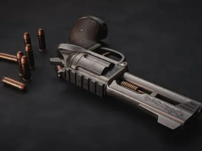 Horn Game Ready Revolver Low-poly 3D model