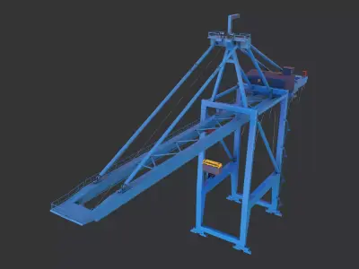 PBR Quayside Container Crane Version 1 - Blue A Low-poly 3D model