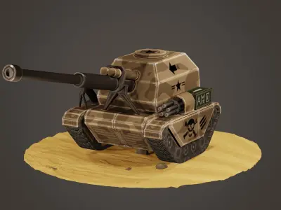 stylized Self-propelled artillery Low-poly 3D model
