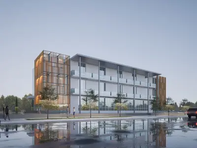 modern realistic building Low-poly 3D model