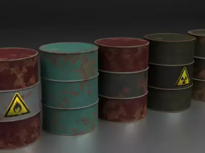 Old rusty barrels  Low-poly 3D model