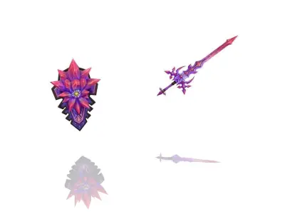 Crystal - Sword and Shield Low-poly 3D model