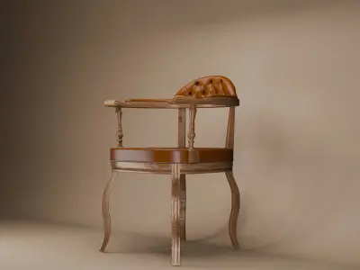 Retro Chesterfield Chair 3D Model Vintage Leather Furniture 3D model