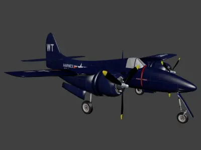 Grumman F7F Tigercat Free low-poly 3D model