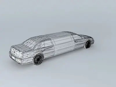 Low Poly Cadillac DTS Extended Limousine Free 3D model