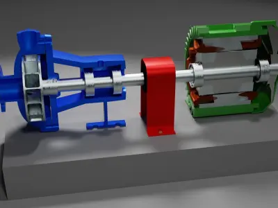 Centrifugal pump - generator or motor Low-poly 3D model