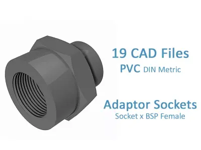 PVC Adaptor Sockets - Socket x BSP Female Free 3D model