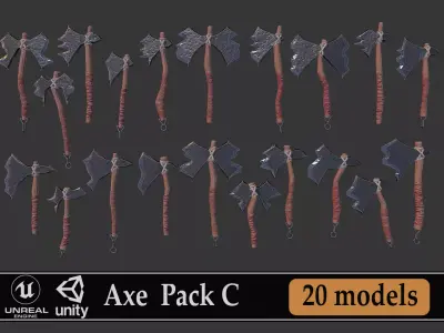 Axe Pack C Low-poly 3D model
