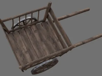 Wooden Cart 1A Low-poly 3D model