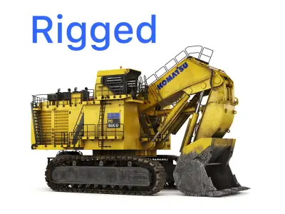 Mining Excavator Komatsu PC8000-6 Loading Shovel Rigged 3D model