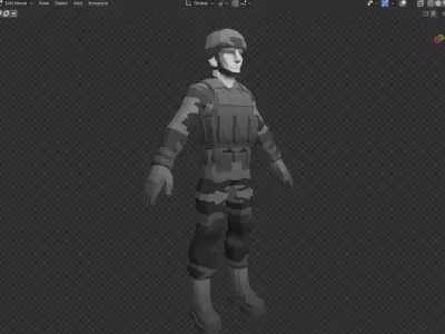 Low Poly Soldier with Rifle Military Army Character 3D Model Low-poly 3D model