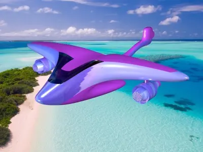 Futuristic Seaplane Exterior Design Low-poly 3D model