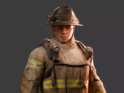 Fire Fighter - Fully Rigged Blender Character Low-poly 3D model
