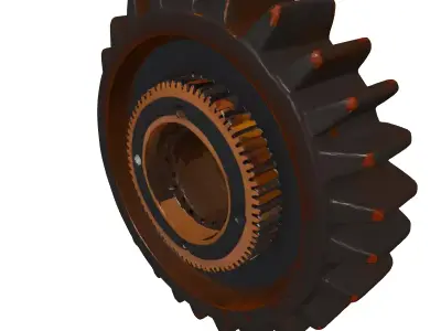 Industrial Gear Assembly Rusty Metal 3D model