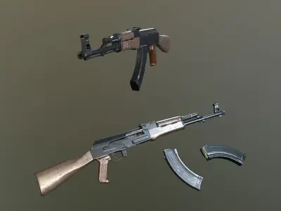 AK 47 Rifle Low-poly 3D model