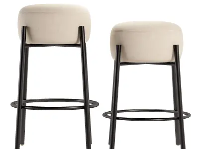 Colombe Upholstered Counter Stool with Metal Frame Low-poly 3D model