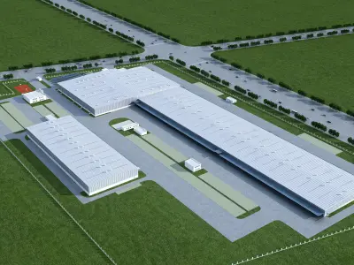 Industrial buildings factories industrial parks 3D model