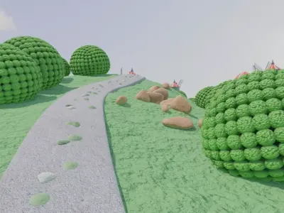 Whimsical Village Landscape 3D model purchase
