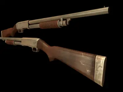 M37 Lowpoly Shotgun Low-poly 3D model