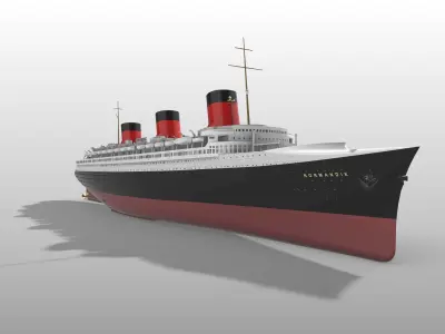 SS Normandie ocean liner printable model -full and waterline 3D print model