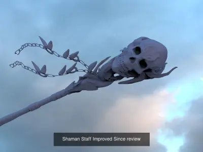 Staff Collection skull with chains hanging from it 3D Model Pack