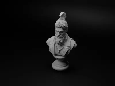 Indian Rajput Warrior Bust Chess 3D print model