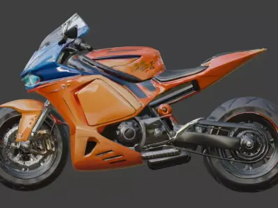 Futuristic Cartoon City Motorcycle 3D Model Low-poly 3D model
