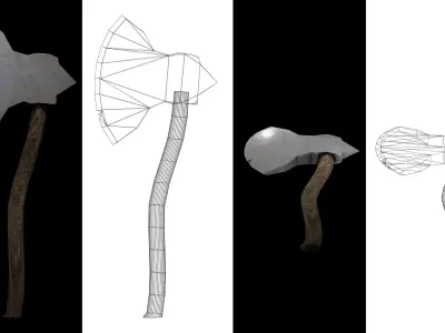 runed viking axe Low-poly 3D model