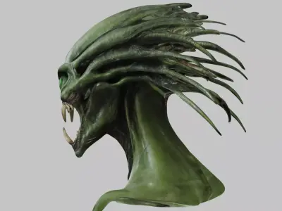Alien head Bust Creature Pack Low-poly 3D model
