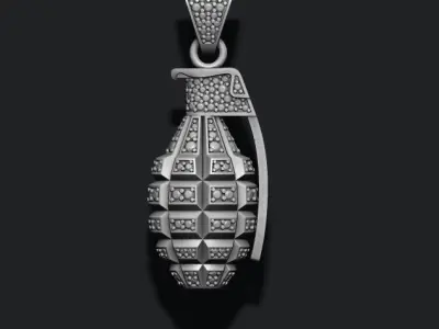 Grenade pendant with gems 3D print model