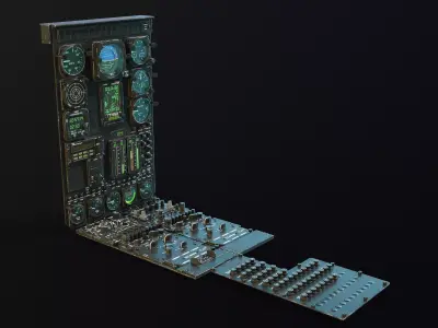 MH-6J Cockpit Instrument Panel Game Ready Low-poly 3D model