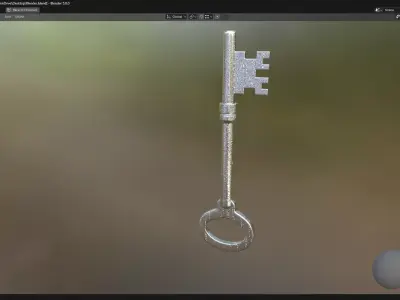 Silver Old Key 3D model