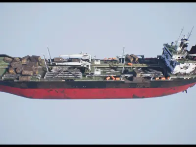 Post-apocalyptic oil tanker Low-poly 3D model