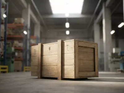 Medium wooden box Low-poly 3D model