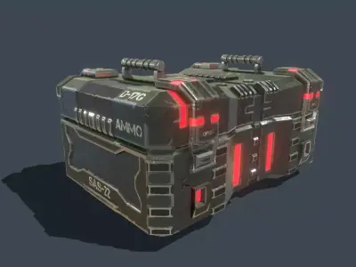 Textured Sci Fi military ammunition case with UVs 3D model
