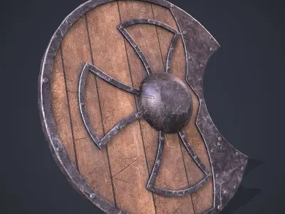 Medeival Warriors LARP Shield Low-poly 3D model