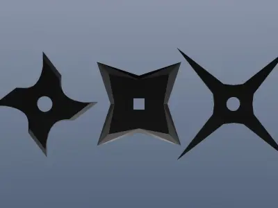 Low poly throwing star shurikens Low-poly 3D model