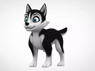 Husky Puppy Low-poly 3D model