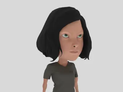 Cartoon Soldier Woman Low-poly 3D model