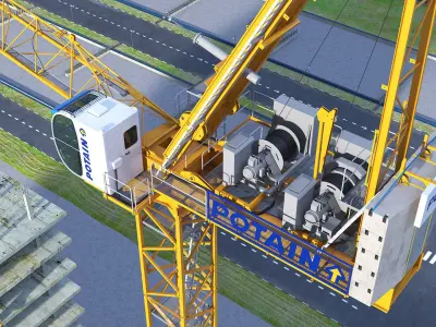 Potain MR 295 Luffing Jib Crane 3D model