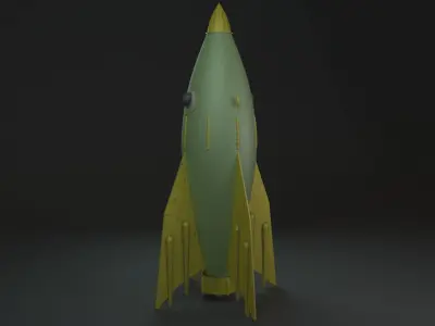 Rocketship V2 1950s style Free low-poly 3D model