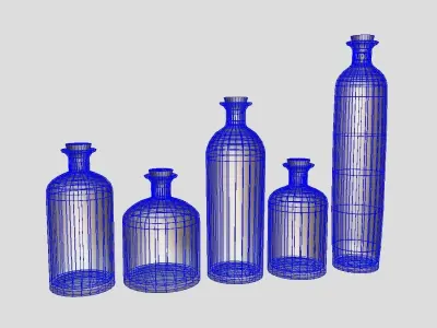 Blue Bottles Low-poly 3D model