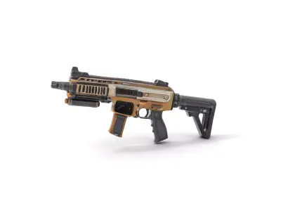 Futuristic Bronze Rifle model pack Low-poly 3D model